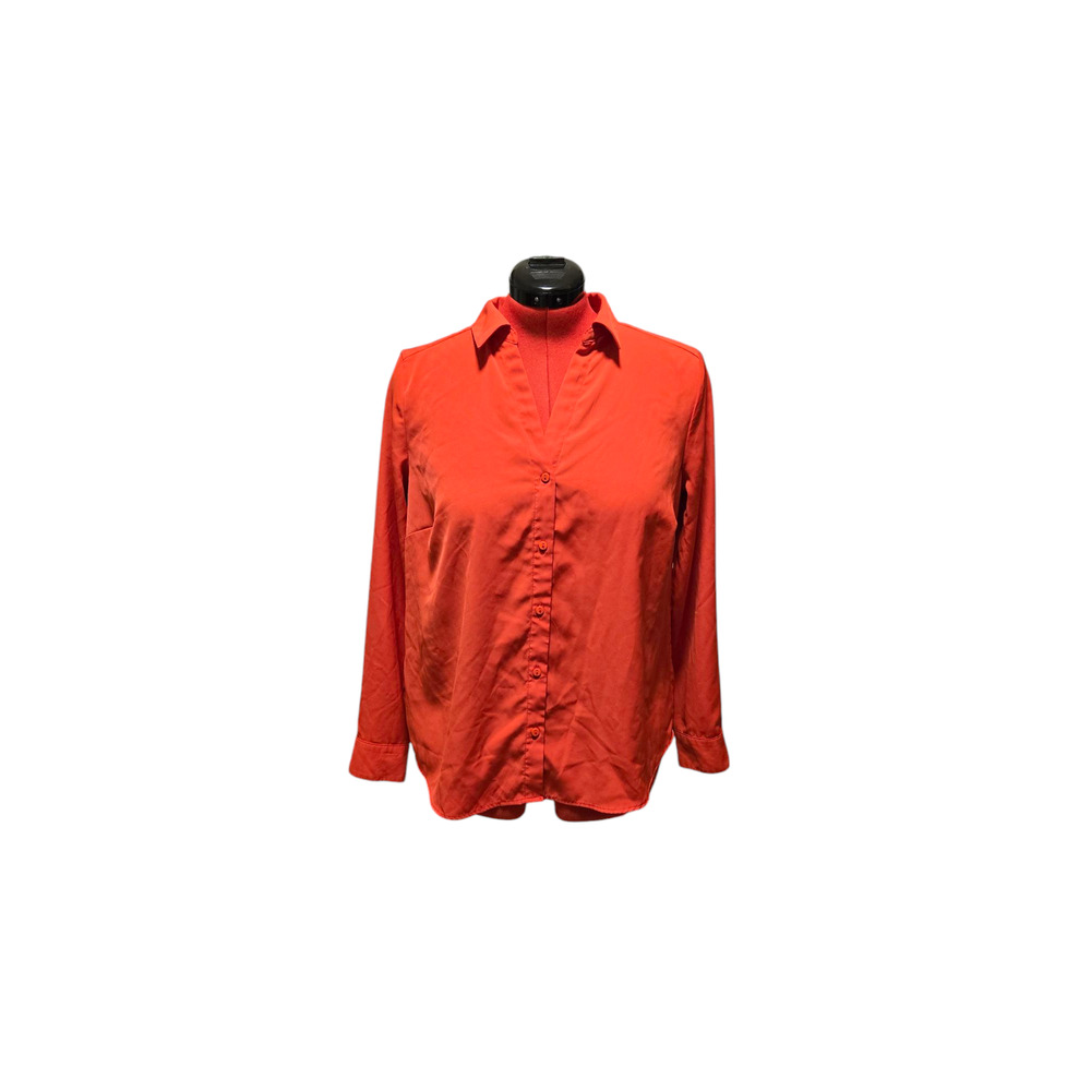 New York & Company red button down collared top size 14